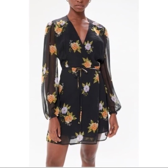 Urban Outfitters Dresses & Skirts - Urban outfitters sheer long sleeve wrap, dress floral, cute mini dress